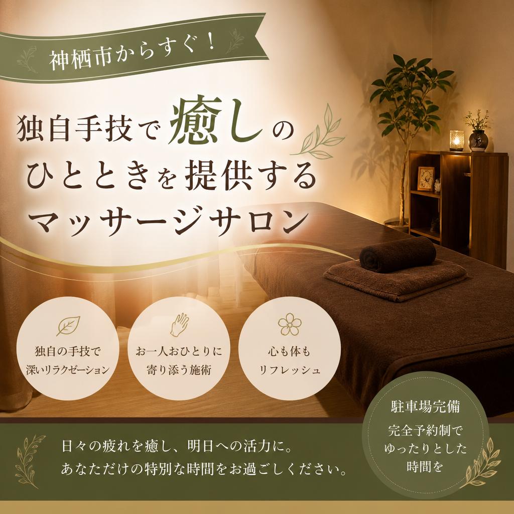 神栖市からすぐ！独自手技で癒しのひとときを提供するマッサージサロン