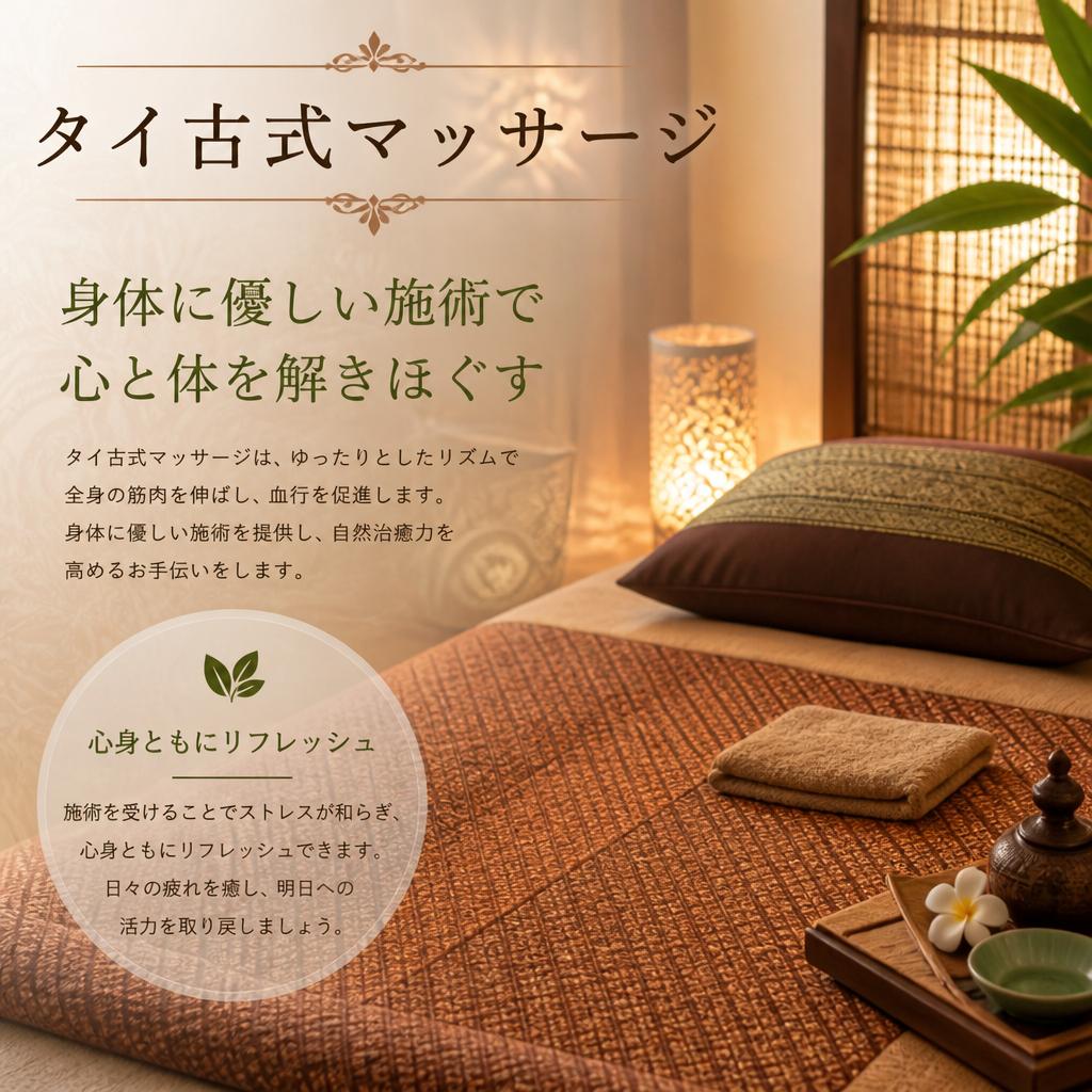 痛くないタイ古式で深いリラックス