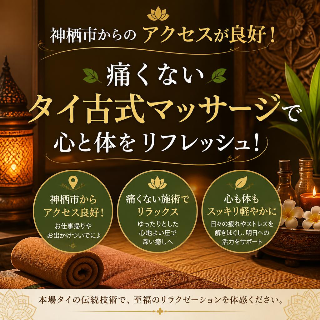 神栖市からのアクセスが良好！痛くないタイ古式マッサージで心と体をリフレッシュ！